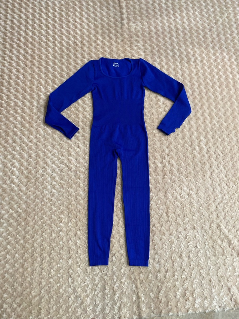 New Women Small Royal blue seamless long-sleeve activewear jumpsuit